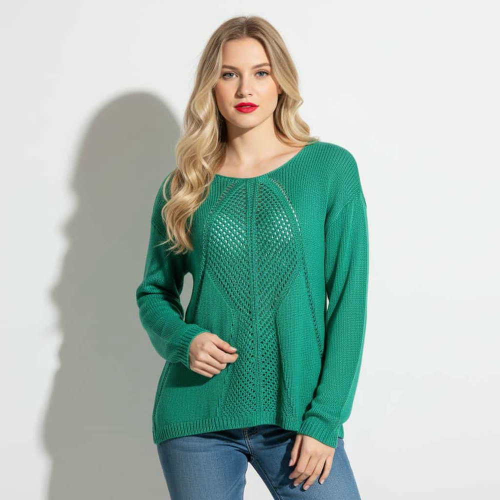 Forever 21 Vintage Emerald Green Cutout High Low Long Sleeve Lightweight Sweater